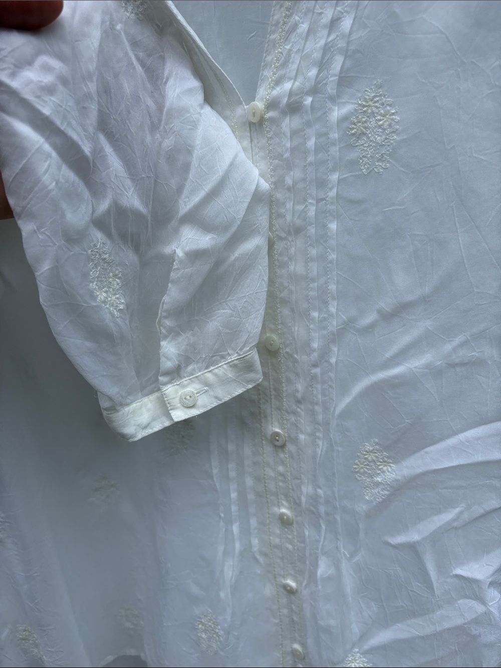 J. Jill White Embroidered Button-Front Tunic - Picture 6 of 10